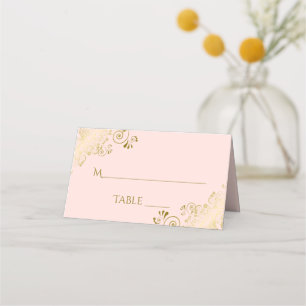 Cartão De Mesa Escritório Dourado de Casamento Elegante Cor-de-Ro