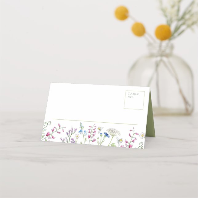 Cartão De Mesa Esquemas de flor silvestre de aquarela, casamento  (Frente)