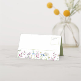 Cartão De Mesa Esquemas de flor silvestre de aquarela, casamento