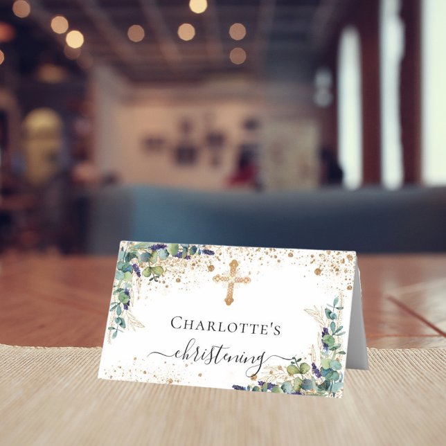 Cartão De Mesa Estimuladores de brilho de ouro do eucalipto (Criador carregado)