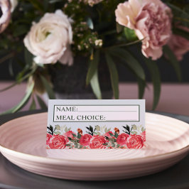 Cartão De Mesa Eterno Floral Blush Red Greenery Casamento de Refe