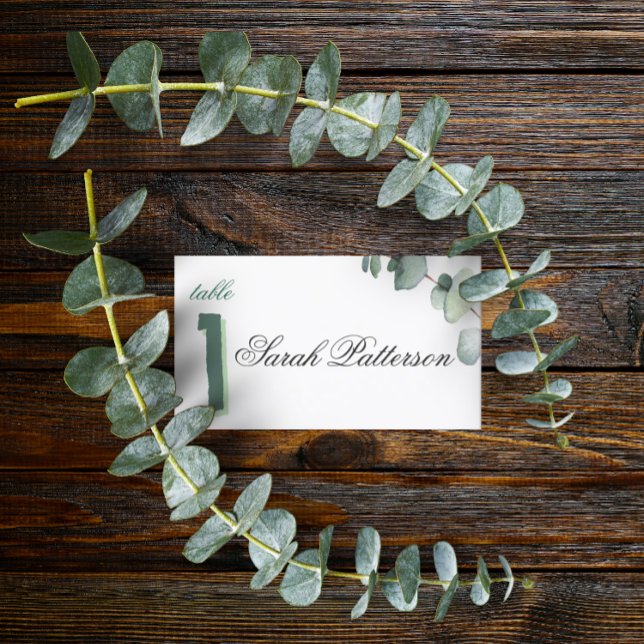 Cartão De Mesa Eucalyptus Elegant Botanical Wedding Green (Criador carregado)