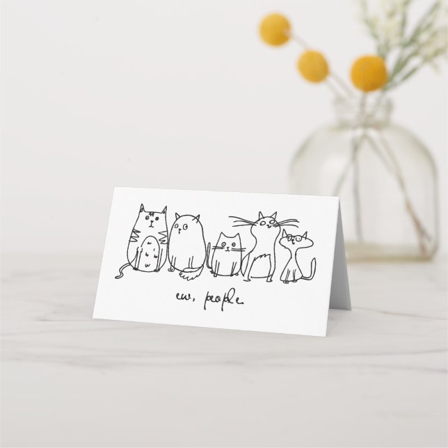 Cartão De Mesa Ew, Pessoas Engraçadas, Amantes De Gato (Frente)