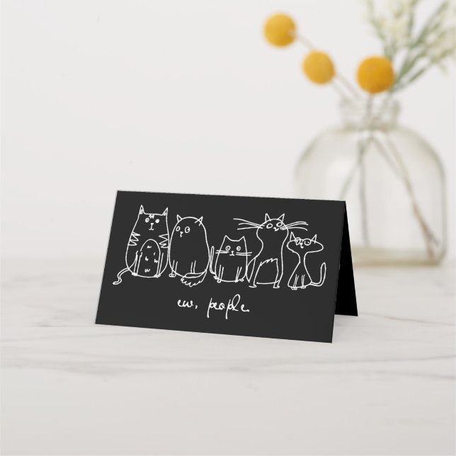 Cartão De Mesa Ew, Pessoas Engraçadas, Amantes De Gato (Frente)