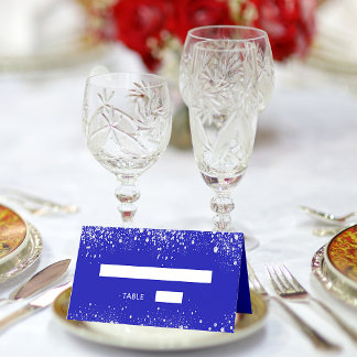 Cartão De Mesa faíscas com brilho azul-real da festa de aniversár