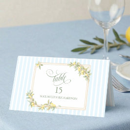 Cartão De Mesa Faixa Costeira de Limão Casamento Personalizado