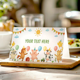 Cartão De Mesa Farmyard Animals Birthday Party Food Tent