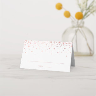 Cartão De Mesa Faux Rosa Gold Foil Confetti Pontos Elegante Casam