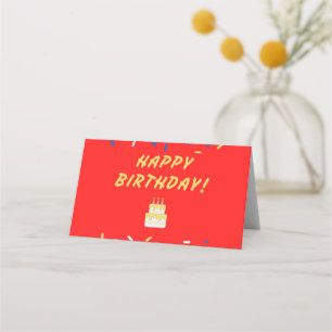 Cartão De Mesa Feliz aniversário em vermelho