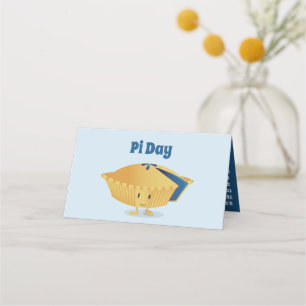Cartão De Mesa Feriado Azul de Matemática no Pi Day Blueberry Pie