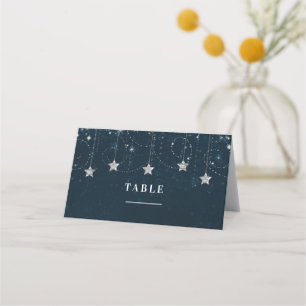 Cartão De Mesa Festa das Estrelas Celestiais Prateadas Encantadas