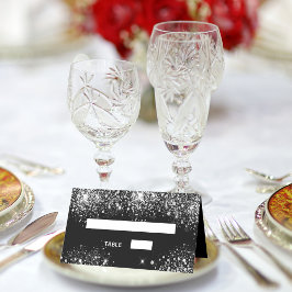 Cartão De Mesa Festa de aniversário de pó preto de prata