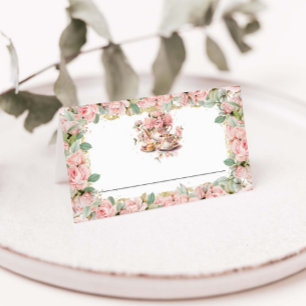 Cartão De Mesa Festa de Chá de Bebê Floral Rosa Vintage Noivado