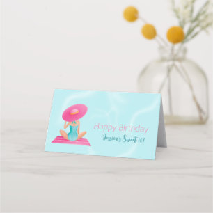 Cartão De Mesa Festa de Piscina de Verão Divertida Aquarela 16