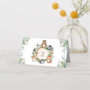 Cartão De Mesa Festa Rustic Greenerescer Woodland Forest Baby