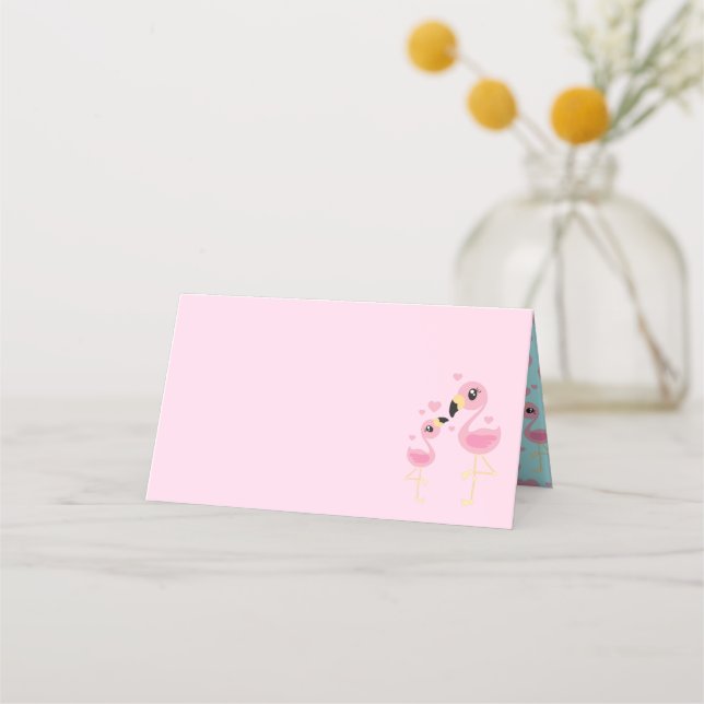 Cartão De Mesa Flamingo Chá de fraldas Cute Tropical (Frente)
