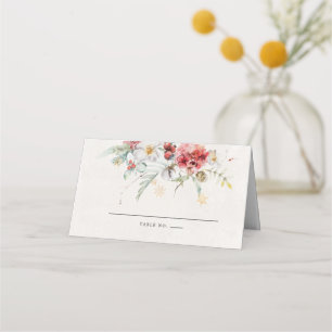 Cartão De Mesa Floco de neve Floral de Aquarela Invernal