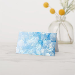 Cartão De Mesa Flocos de neve de Natal sobre fundo azul