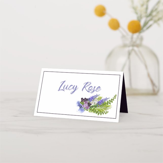 Cartão De Mesa Flor azul e púrpura (Frente)