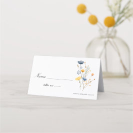 Cartão De Mesa Florais de Flores Selvagens Delicadas Casamento Rú
