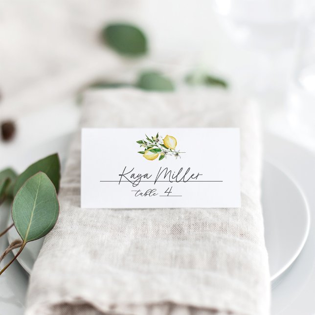 Cartão De Mesa Florais de Limão Elegantes (Criador carregado)