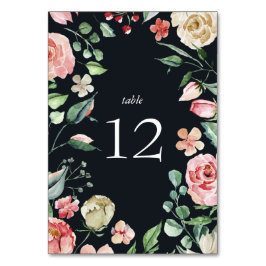 cartão de mesa florais elegante flor de meia-noite