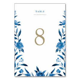 Cartão de mesa floral azul Chinoiserie