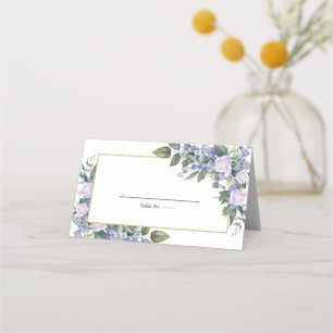 Cartão De Mesa Floral Branco Azul