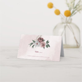 Cartão De Mesa floral branco rosa de canela rosa