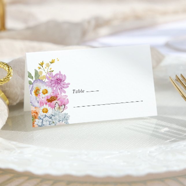 Cartão De Mesa Floral Brilhante Ousado (Bold Bright Floral Place Card by Painted Paperie
)