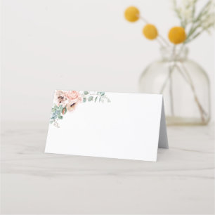 Cartão De Mesa Floral de Blush Elegante Quadro Preto Local Dobr