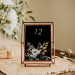 Cartão de Mesa Floral Dourado Luxo Preto<br><div class="desc">A nossa coleção "Watercolor Moody Florals" apresenta florais escuros em cores preto, azul-lacre e azul-meia-noite com sotaques de ouro combinados com tipografia elegante para todas as vossas ocasiões. Misture e combine os itens conforme desejar e entre em contato conosco se você tiver solicitações especiais por meio de bate-papo ou email....</div>