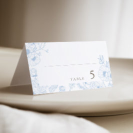 Cartão De Mesa Floral Line Art French Blue Weding