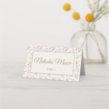 Floral Pattern Creme Folded Place Card