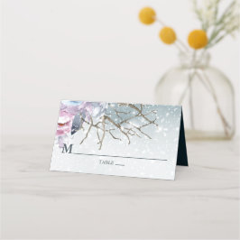 Cartão De Mesa Floral Personalizado do casamento no inverno