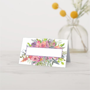 Cartão De Mesa Floral Roxo Rosa