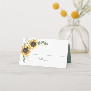 Cartão De Mesa Floral Sunflower Eucalyptus Wedding