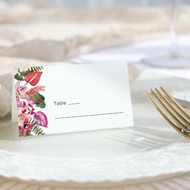 Cartão De Mesa Floral Tropical (Elegant Tropical Floral Place Card by Painted Paperie
)