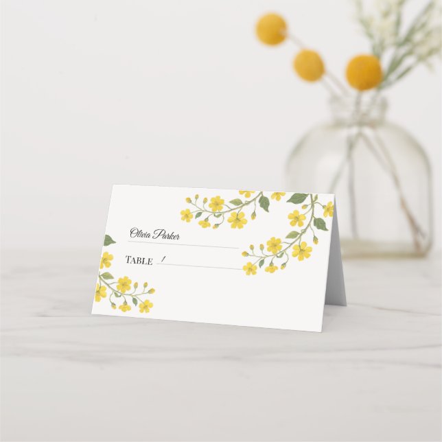 Cartão De Mesa Floral Verde Amarelo Amarelo (Verso)