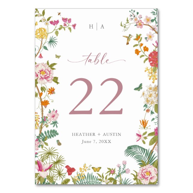 Cartão de Mesa Floral Vintage (Frente)