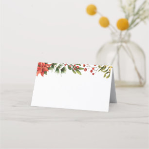Cartão De Mesa Floral Winter Poinsettia Elegant Wedding