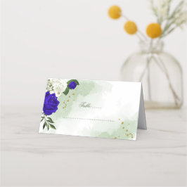 Cartão De Mesa flores azuis e brancas reais