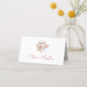 Cartão De Mesa Flores Boêmian Baptism Boho Christening