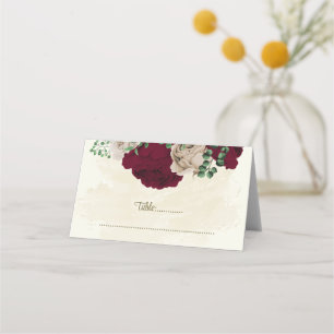 Cartão De Mesa flores botânicas de champanhe da Borgonha casament