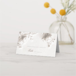 Cartão De Mesa Flores Brancas em 3D para Casamento