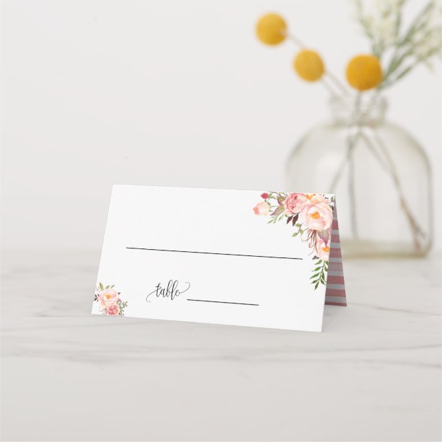 Cartão De Mesa Flores Cor-de-Rosa Boho Chic Sente-se Dobrado Casa (Frente)