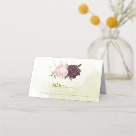 Cartão De Mesa flores cor-de-rosa da cabine folhas verdes