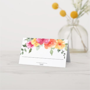 Cartão De Mesa Flores cor-de-rosa laranja de primavera verão bril
