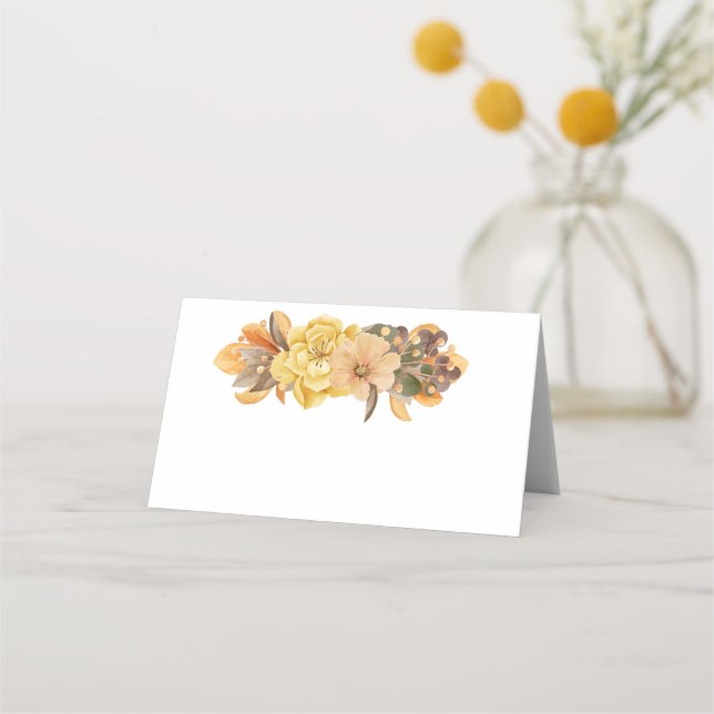 Cartão De Mesa Flores de Ação de Graças de Queda (Frente)