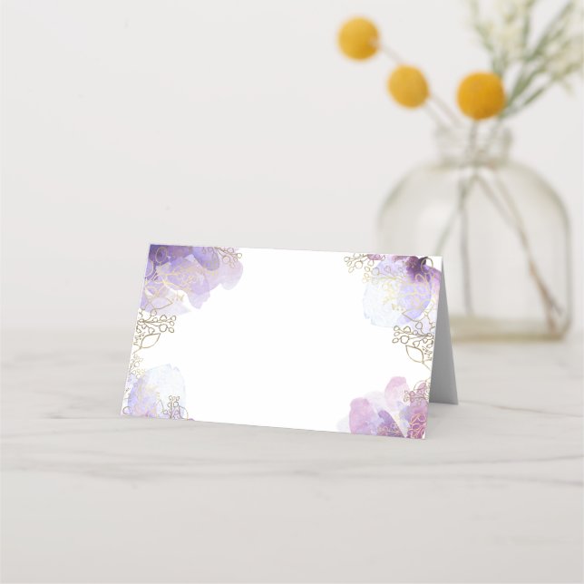 Cartão De Mesa Flores de aquarela batismo (Frente)